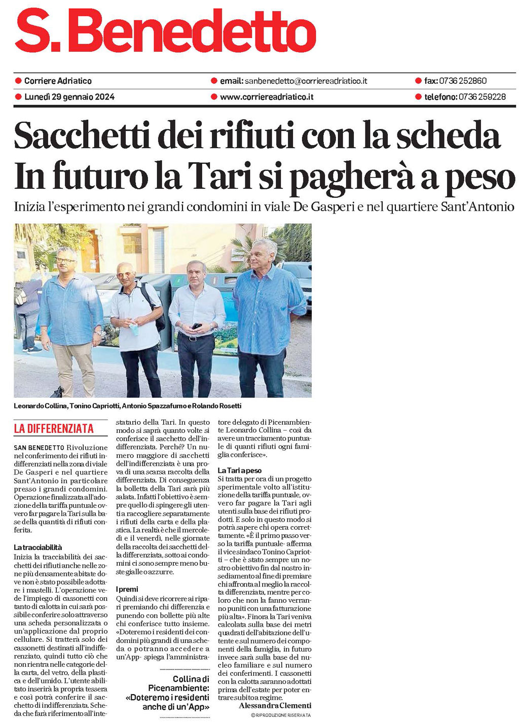 Rassegna Stampa Corriere Adriatico 29.01.2024